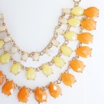 Coral Ombre Faceted Teardrop Tiered Statement Necklace